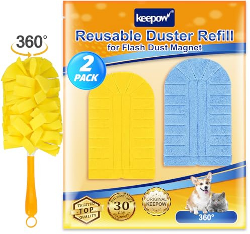 KEEPOW Staubwedel Nachfüllpack – waschbar, Mikrofaser, für Swiffer Duster | Wiederverwendbare Mikrofaser-Staubtücher für Swiffer Duster, waschbar, für Staub, Tierhaare & Schmutz, mit Waschbeutel