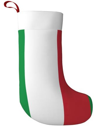 BGSHJVF Weihnachtsstrumpf mit italienischer Flagge, klassisch, groß, für Familie, Urlaub, Weihnachten, Party, Dekoration, Geschenke, Schwarz, Einheitsgröße