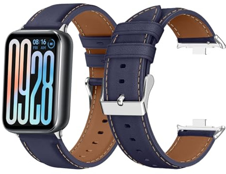 LanQii Läderarmband kompatibelt med Xiaomi Mi Band 9 Pro/Xiaomi Mi Band 8 Pro, ersättningsarmband i mjukt läder, för kvinnor och män, klockarmband för Xiaomi Smart Band 9 Pro/Xiaomi Smart Band 8 Pro,