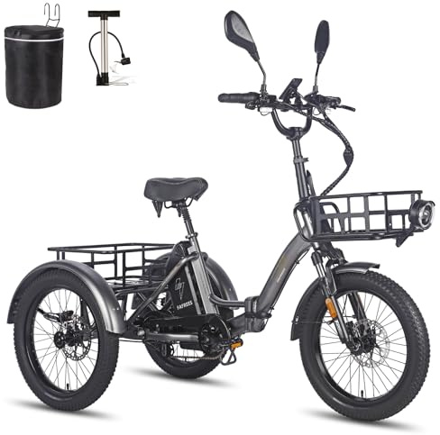 Fafrees F20 Mate E Bike Dreirad Klapprad 48V [ Offiziell ] Elektro Dreirad für Erwachsene, Herren E Bike Damen Hydraulische Scheibenbremsen, Fatbike Elektrofahrrad Lastenrad Ebike 65N.m, E Trike IPX5