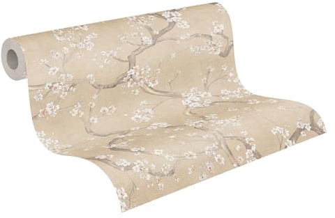 Livingwalls Hot Spots papier peint intissé Floral 10,05 m x 0,53 m - beige, crème, marron, gris, métallique - papier peint structuré - 781992