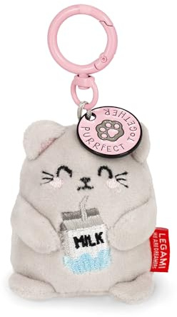 LEGAMI - Porte-clés Super Soft! Thème Kitty, Porte-clés en Peluche, Pendentif avec Message gravé et Mousqueton en Zinc, 7x11 cm