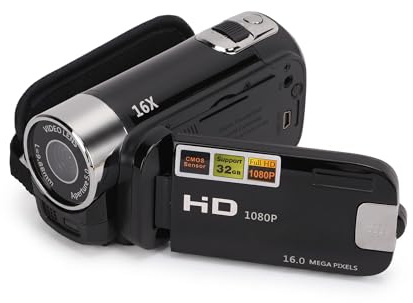 Videokamera -Videokamera, 1080p Full HD Vlogging Camera med 2,7 Tum 270 Graders Rotation TFT -skärm, 16x Zoom Digital Camera Recorder