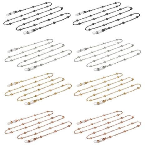 8 Stück Brillenkette Anti Verlust Kette,Brillenkette Damen,Brillenkette Herren,Glasses Chain Beaded Designed,Enden Adjustable Sonnenbrillen Kette Set,für Kurzsichtigkeit Brillen Verlust,Maskenkette