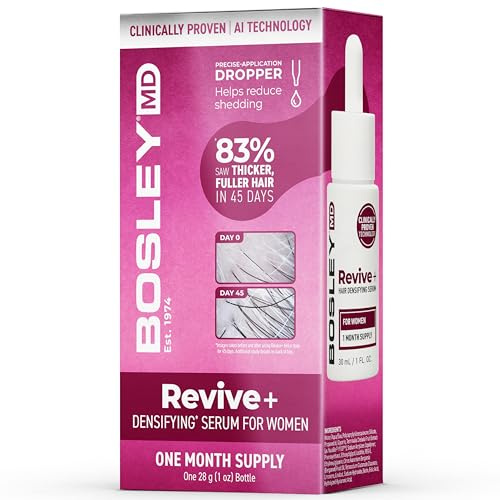 BosleyMD Revive+ Sérum de croissance des cheveux pour femme - Traitement du cuir chevelu sans médicament avec biotine, palmier de scie et composé botanique Y100 - Cheveux plus épais et plus volumineux