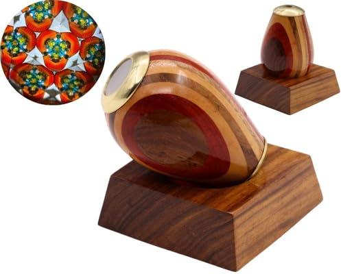 YVCrafts Caleidoscopio in ottone e legno laccato fatto a mano con base in legno inclusa per occasioni speciali e Pasqua
