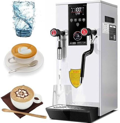 Commercial Electric Milk Frother 2500W Steam Boiling Water Machine with LED Display, Multi-Purpose Hot Water Dispenser for Espresso, Coffee, Milk, and Tea