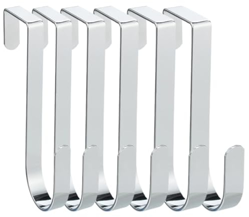 Perchero para puerta, juego de 6 unidades, Colgador Puerta Acero Inox Ganchos Puerta Para Dormitorio, Baño, Cocina, Armario, plata