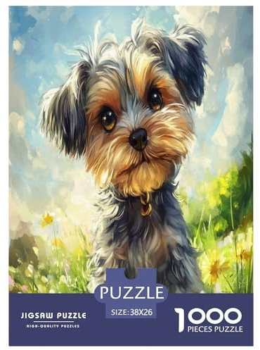 Yorkshire Terrier Jigsaw Puzzles Puzzles for Adults Kids. 1000 Piece Great Gifts Challenge Toy Educational Game Home Decoration for Adults& Kids Age 14 Years Up 38x26cm/1000pcs
