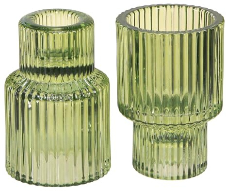 Floristik24 Stabkerzenhalter Glas Teelichthalter Grün H8cm 4er Set für Tischdeko Vintage Retro, 4 Stück