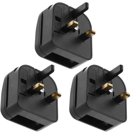 3 pcs EU Plug to UK Socket Adaptor, Plug Adaptor with Fuse，240V 5A Travel Adapter – Compact & Durable – NOT a Voltage Converter