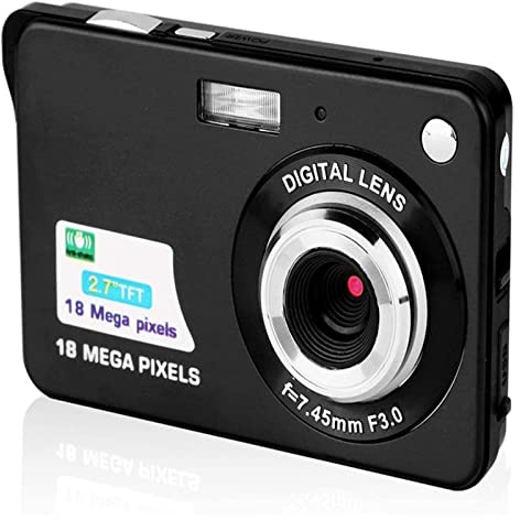 EKOUQIN Mini cámara Digital for fotografía Vintage Compact Photo Recorder 2.7 TFT Screen Portable DV Selfie Retro 18MP Video Camcorder Película, Disco, transmisión(No SD Card,Nero)