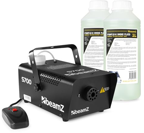 Pack BeamZ S700 - Machine à Fumée 700 W + 2 L de Liquide inclus - Télécommande & Support | Effets Fumée Intenses pour DJ, Bars, Mariages & Soirées