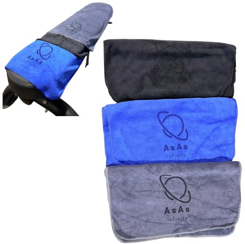 AsAs infinity | Pack 3 Toallas Gimnasio Azul Gris y Negro Hombre Mujer | Toalla Deportiva 80x40 cm | Toalla Gym Microfibra | Gym Towel | Toalla Crossfit, Yoga, Fitness