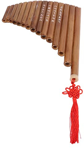 Zerodis Blasrohr-Musikinstrumente, Bambus-G-Ton, Traditionelles Musikinstrument, Einfach zu Spielen für Anfänger und Profis mit Komplettem Zubehör, 15 Pfeifen, Panflöte
