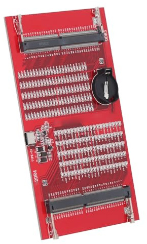 Sxhlseller Scheda Tester Diagnostica Memoria RAM LED Rosso Doppio Alimentatore per DDR5 Test di Manutenzione della Memoria DDR4 con Luci LED del Circuito della Dati per Grafica del Computer