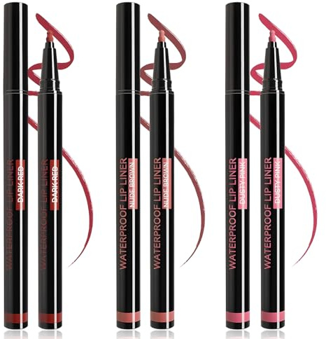 3 Stück Lippenkonturenstift, Lip Stain Lipliner Wasserdicht Hochpigmentiert Und Seidige Not-Stick Cup Lippenkonturenstift, Natürlicher Smooth Lippenstift, Lipliner Pencil Smudge-Proof