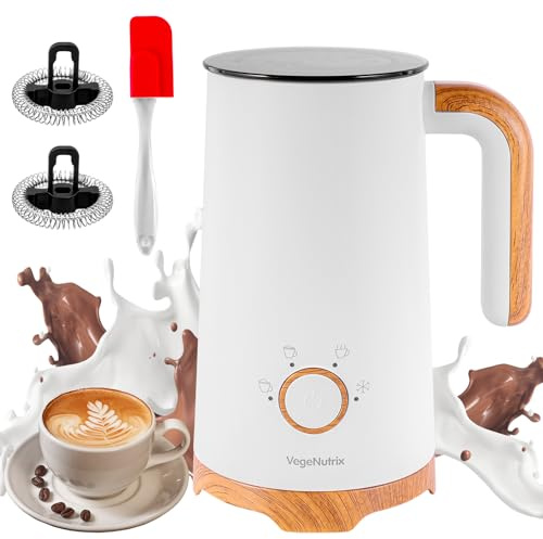 Milk Frother, Electric Milk Frother and Steamer 400W, Automatic Warm and Cold Foam Maker and Milk Warmer 4 in 1 with 2 Whisk for Latte, Cappuccino, Macchiato, Hot Chocolate Coffee