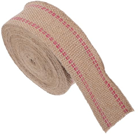 KHBUAB Fettuccia di Iuta 6 Cm X 10 M con Strisce Rosse, Nastro Intrecciato Resistente per Riparazione Sedie, Progetti Artigianali e Decorazioni Casa, Adatta per Fai da Te e Arredamento