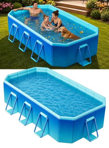 WOOIIROM Foldable Pool, Non-Inflatable Swimming Pool, 116 x 65 x 20