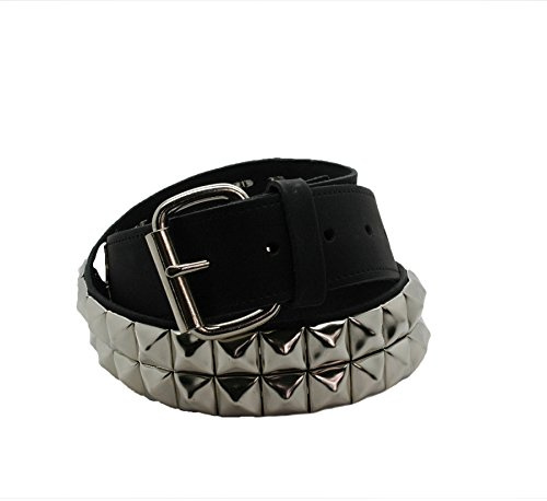 Bullet 69 Ceinture de cuir noir Clous Pyramide clouté Boucle - Noir - Medium