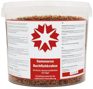 Algova Gammarus Camarones Secos de Agua Dulce - Alimento para Peces de Estanque, Koi, Tortugas, Reptiles y Pollos 10L = 1,2kg