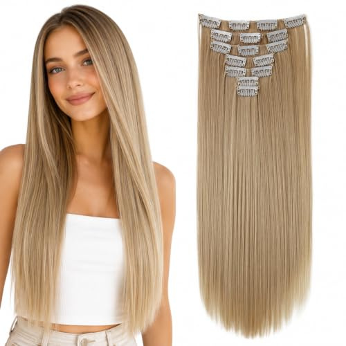 CAISHA XXL 60cm 8er Clip In Extensions Haarteil Blond CES25