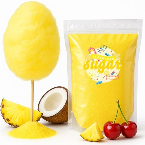 1kg Aromazucker Pina Colada Gelb Zucker für bunte Zuckerwatte Farbaromazucker und Dekorzucker für Zuckerwattemachinen