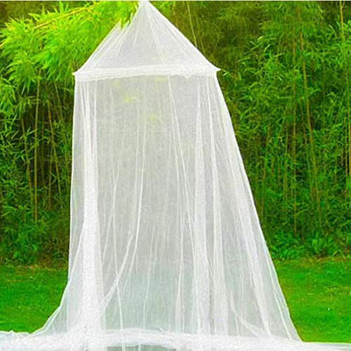 DAYSTART Mosquito Net Round Lace Curtain Dome Bed Canopy Netting for Single to King Size Beds,Camping (White)