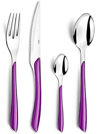 Amefa ECLAT Besteck Set Lila, 32-tlg. für 8 Personen, 18/10 Edelstahl | Kunststoff-Griffschalen, farbiges Essbesteck, spülmaschinenfest, kratz- und bruchsicher, für Camping, Grillen, Picknick