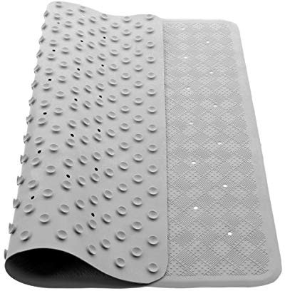 Anti-fungal Non-Slip Shower Mat with Suction Cups and Drainage Holes, Slip Resistant Shower Tread, Made From Rubber Vinyl