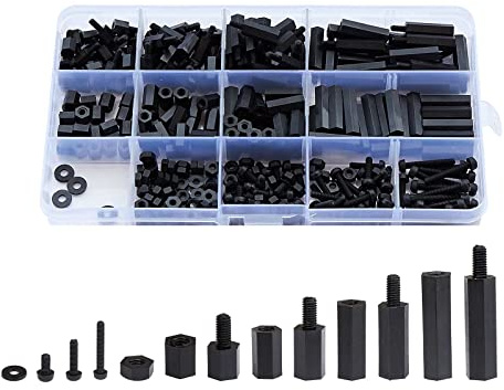 Litorange 320PCS M4 Male Female Nylon Hex Spacer Standoff Screw Nut Threaded Pillar PCB Motherboard Assorted Assortment Kit (Black)