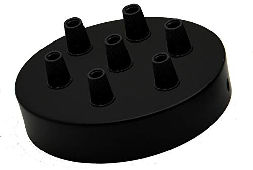 LEDSone Deckenrosette aus Metall für Hängeleuchte, 7 Ausgänge, Schwarz