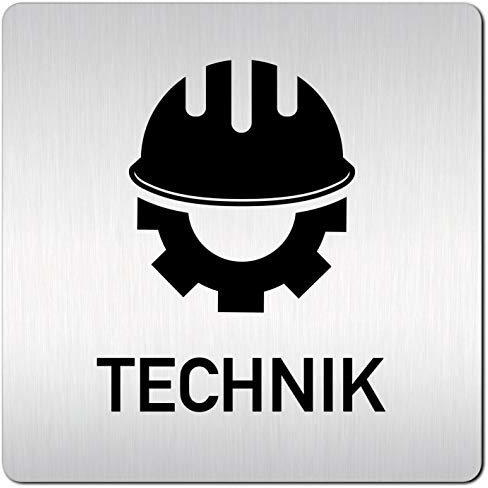 Türschilder24 XXL Schild - Türschild (B) • 125 x 125 x 1,5 mm • Technik - Technikraum 001 • Aluminium Vollmaterial • 100% Made in Germany