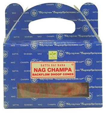 Caja de 24 conos de incienso Backflow Nag Champa - Incienso indio natural Satya Sai Baba
