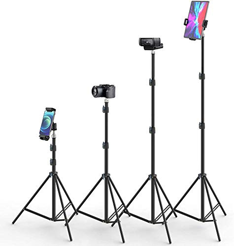 Smatree - Soporte de Suelo para teléfono y Tableta, trípode Ajustable portátil, Compatible con iPhone/iPad Pro/MatePad/Surface Pro/Webcam Logitech, Altura Ajustable