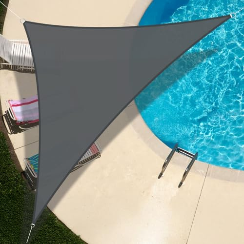 UMI Sonnensegel Wasserdicht 3x3x4,25m Dreieckig Sonnenschutz Wetterschutz PES Polyester Segel Baldachin 95% UV Schutz mit Seilen für Garten Balkon Terrasse- Anthrazit