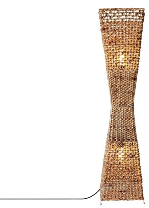 LEDKIA LIGHTING - Lampada da Terra Bijie | Design Boho-Chic | Finitura Fibre Naturali | Compatibile con Lampadine E27 Fino a 40W | Interni, Naturale, Fibre Naturali