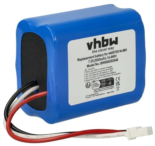 vhbw Batería Recargable Compatible con iRobot Braava 2000 | 300, 380, 380T, 381, 390, 390T aspiradora, robot limpieza (2000 mAh, 7,2 V, NiMH)