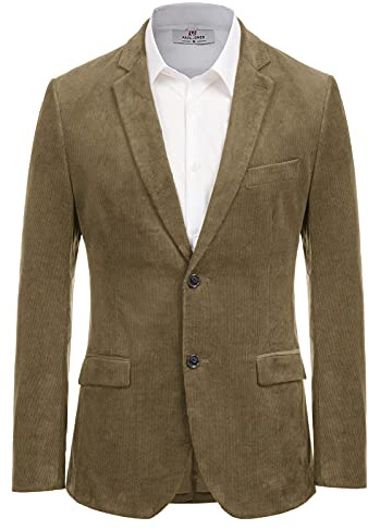 Paul Jones - Chaqueta Deportiva de Pana para Hombre con Dos Botones, Marrón Oliva, Medium