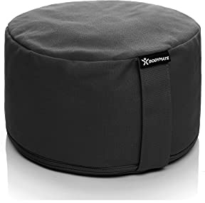 BODYMATE Coussin de méditation & Yoga (zafu) H16cm Ø31cm - Rembourrage en Coques de Sarrasin, Housse en Coton Lavable en Machine - Noir