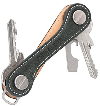 KEYKEEPA® - Cuero – Elegante organizador de llaves de cuero para hasta 12 llaves – Incluye abrebotellas + ojal – Organizador de llaves «Made in Germany, Pine Green, bis zu 12 Schlüssel
