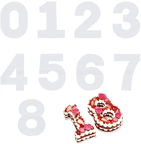 0–8 Zahlen-Kuchenschablonen, 9 Stück, große Zahlen, Kuchen-Vorlagen, Kuchen-Schneiden, Zahlen, Backwerkzeuge für Geburtstag, Jahrestag, Hochzeit, Party, Kuchenherstellung, DIY (30 cm)