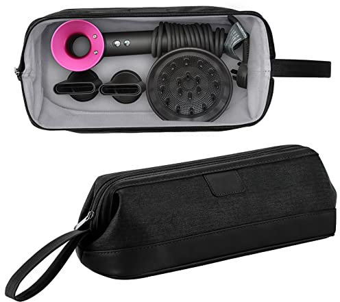 Kyrio Hair Dryer Universal Zipper Storage Bag Compatible with Dyson Supersonic Hair Dryer Dyson Airwrap Styler Accessories, Travel Portable Cosmetic Organizer Case (Black)