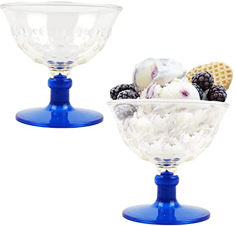 DUE ESSE S.N.C. DI SABATINI ALDO & C. PZ 2 COPPA PER GELATO 400 CC BASE BLU con GOCCE OPACHE IN RILIEVO IN PLASTICA RESISTENTE IDEALE PER DEGUSTARE GELATI GRANITE MOUSSE E DOLCI