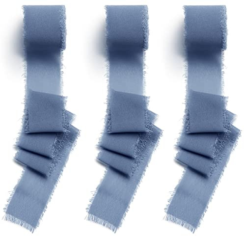 CHUQING 38mm x 6m Geschenkband Schleifenband, 3 Rollen,Blau,Chiffon,Festival Bänder für Geschenkverpackung,Hochzeit,Blumenstrauß