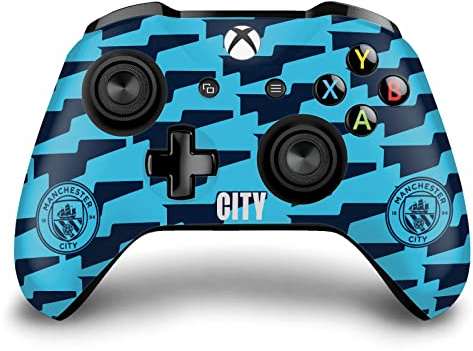 Head Case Designs Offizielle Manchester City Man City FC Stadt Muster Logo Kunst Vinyl Haut Gaming Aufkleber Abziehbild Abdeckung kompatibel mit Xbox One S/X Controller