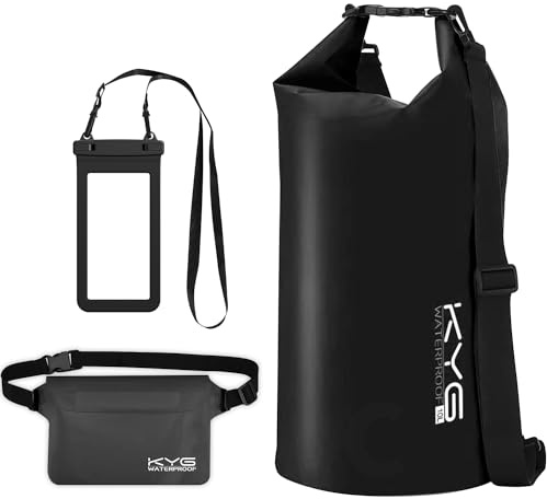 KYG Dry Bag wasserdichte Tasche, 5L/10L/20L, Wasserdicht, mit Handyhülle und Gürteltasche, Trockentasche für Strand und Outdoor Sport, Wandern, Skifahren, Angeln, Klettern, Camping, Surfen, Rafting