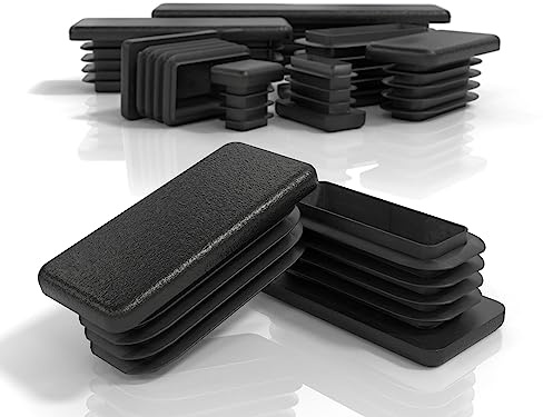 PD® Lamellenstopfen 60x40 mm Rechteckrohr - Endkappen schwarz | 10 Stück | Endkappen Rechteckig aus PE Kunststoff | Rohrstopfen zur Rohrabdeckung von Metallrohr & Aluprofil | Rechteckstopfen schwarz