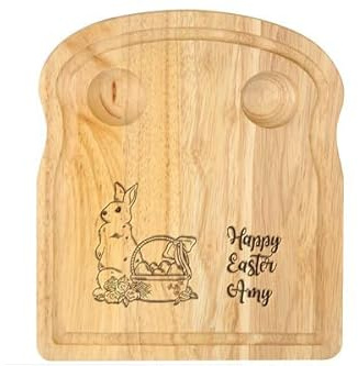 Personalised Dippy Egg Board Wooden Egg Cups Engraved Baby Bamboo Plate Wooden Egg Holder Kids Gift Easter Kids Dippy Eggs Easter Bunny